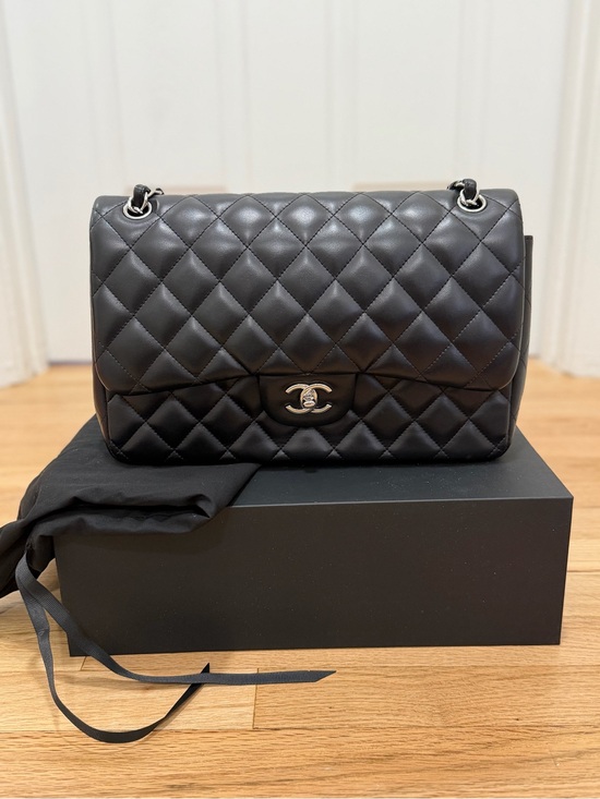 CHANEL Handbags - Chanel Lambskin Quilted Maxi Double Flap with Silver Hardware